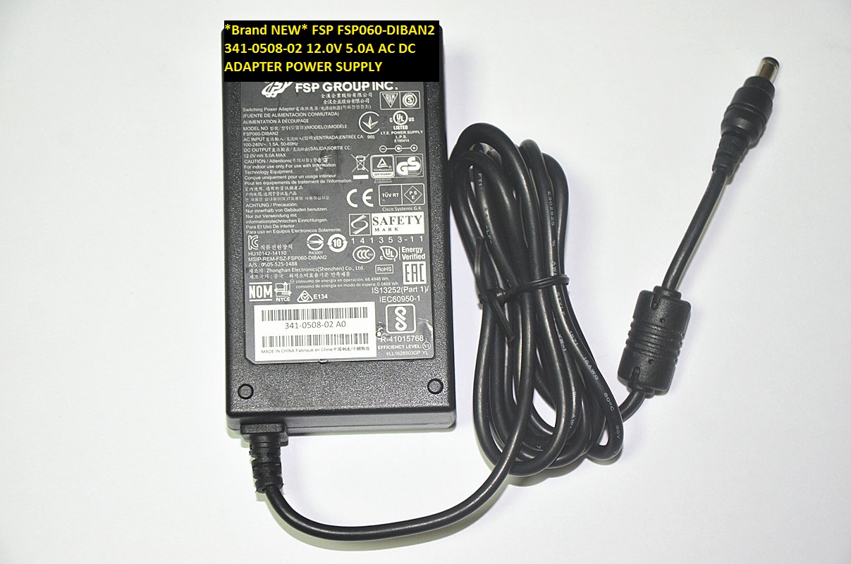 *Brand NEW*5.5*2.5 FSP FSP060-DIBAN2 AC100-240V 12.0V 5.0A AC DC ADAPTER 341-0508-02 POWER SUPPLY